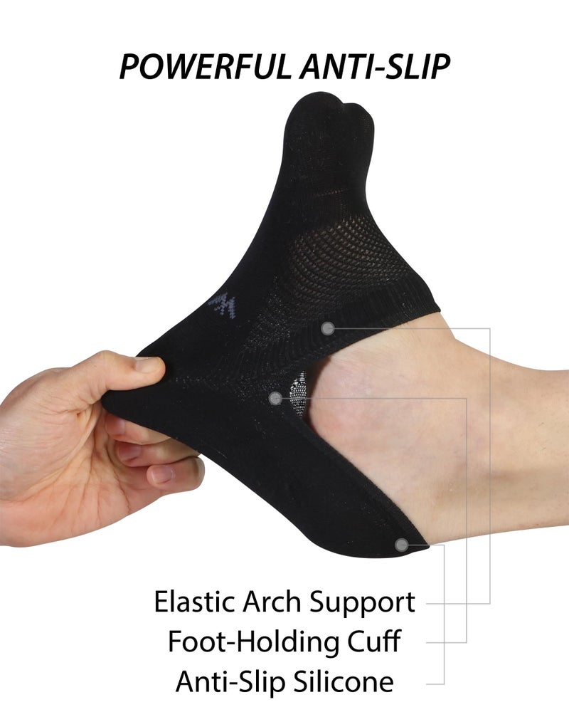 Pro Mountain Thin No Show Socks Women Seamless Wide Toe Box For Health Size S Black 6 Pack Liner Thin Footies Casual Sneakers Loafer Flats US Shoe 6-8 - Image 2